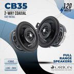 ORION Cobalt Series CB35 3.5” 2-Way Coaxial Car Speakers, 120W, 4 Ohms, Full Range, Enhanced Bass, Polypropylene Cone & Butyl Rubber Surround, Easy Install (Pair)