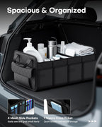 Trunk Organizer for SUV – Foldable & Portable Car Organizers and Storage with 2 Compartments, Large Capacity Car Trunk Organizer Car Accessories for Truck Sedan, Black, 23.6" x 14.2" x 11.8"