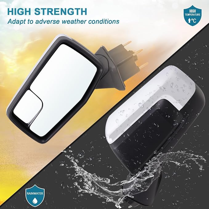 Left Driver Side Mirror Compatible With 2019-2025 Chevy Silverado 1500 With Power Glass Manual Folding Non-Heated Chrome Replace#GM1320582(3Pins)