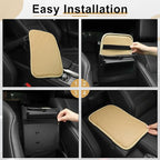 Car Center Console Cover, Leather Car Armrest Cushion, Universal Waterproof Cushion Pad, Non-Slip Car Interior Accessories, Fits Most Sedans SUVs Trucks (Light Beige)