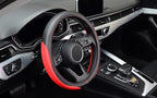 Microfiber Leather Auto Car Steering Wheel Cover, Universal 15 Inch Anti-Slip Wheel Protector, Red