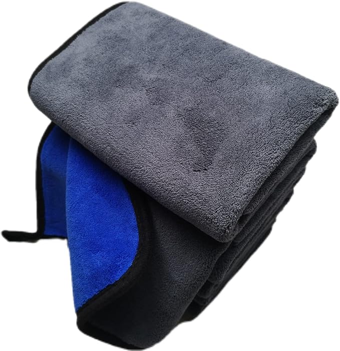 Ultrasoft, Large, Thick and Quick Drying Car Microfiber Cleaning Towel 800GSM Polishing Waxing Auto Detailing Towel Cloth (6pack,16 x 16inches) (Grey-Blue)