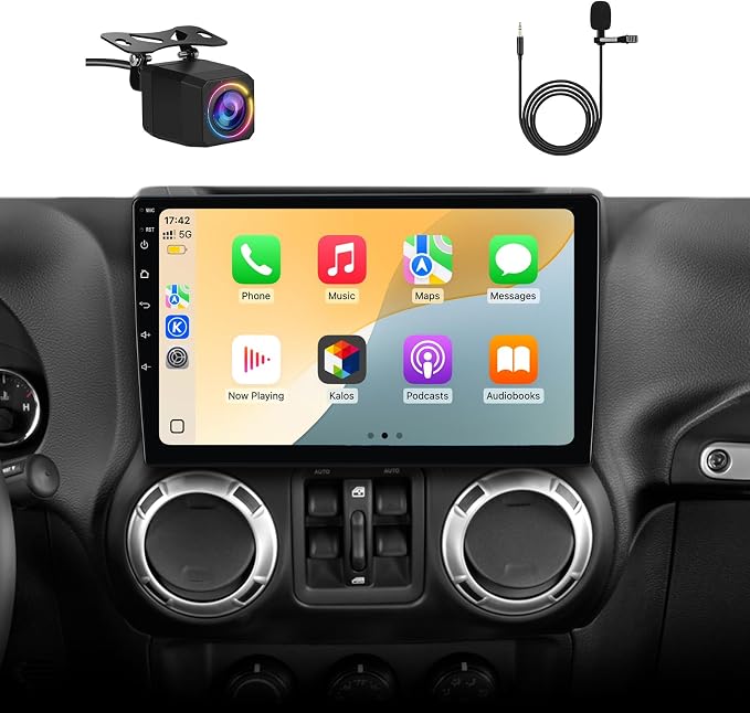 Car Radio Stereo for Jeep Wrangler JK 2007-2018 Dodge Ram 1500 2500, 4Core 64GB with CarPlay Android Auto
