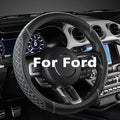 Car Steering Wheel Cover for Ford Escape,Explorer,Fusion,Focus,Bronco,Transit,Edge(Diamond Quilted - Black+Gray- Standard Size)
