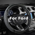 Car Steering Wheel Cover for Ford Escape,Explorer,Fusion,Focus,Bronco,Transit,Edge(Diamond Quilted - Black+Gray- Standard Size)