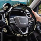 Black Fantasy Dragon Steering Wheel Cover, Polyester Car Wheel Grip, Universal 15 Inch for Cars SUVs Trucks