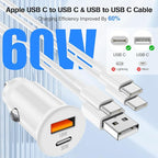 48W USB C Car Charger for iPhone 17 16 15 Pro Max, 48W Dual Port USB-C & USB-A Car Fast Charging Adapter, 2X3FT C to C Cable & A to C Carplay Cable for iPhone 17 16 15 Series/iPhone Air, iPad, Samsung