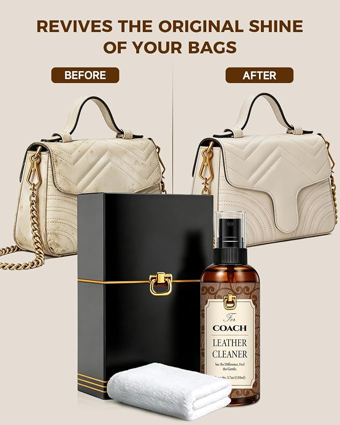 Leather Cleaner Set for Coach, Powerful Stain Removal with Gentle Care, Cleaning Kit for Coach Handbags, Wallets, Purses and Other Luxury Bags