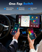 2-in-1 Wireless CarPlay Adapter - 1-Click Multi-Device Switch for Apple iPhone, 3s Auto-Connect, CarPlay & Android Auto, iOS 10+/Android 11+, Multi-User Seamless Connection, OTA Upgrade