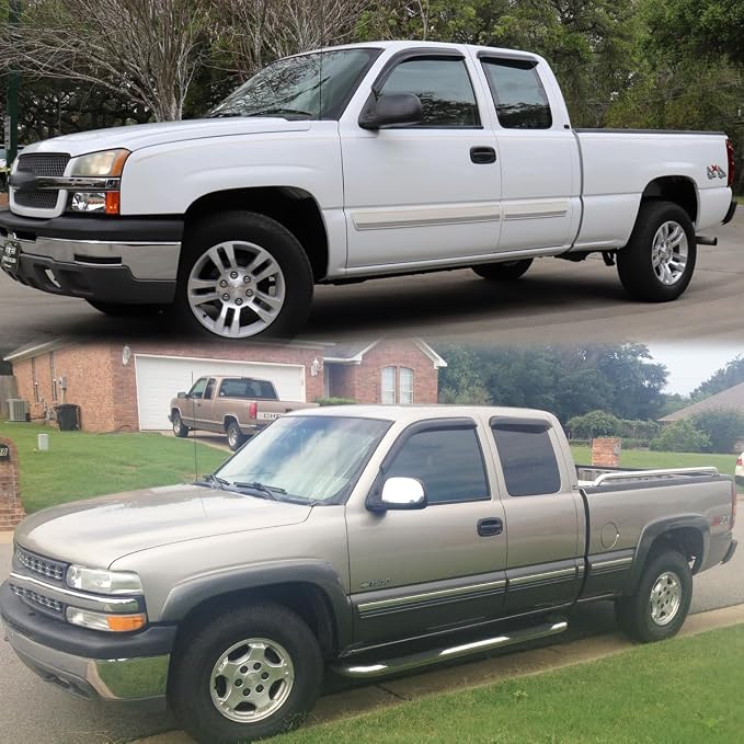 4pc Original Shatterproof Rainproof Window Wind Deflector for 99-06 Silverado/Sierra,Outside Mount Rain Guard Set,Window Visor for Car,Vent Deflectors for 99-06 Silverado 1500 01-06 2500/3500 94044
