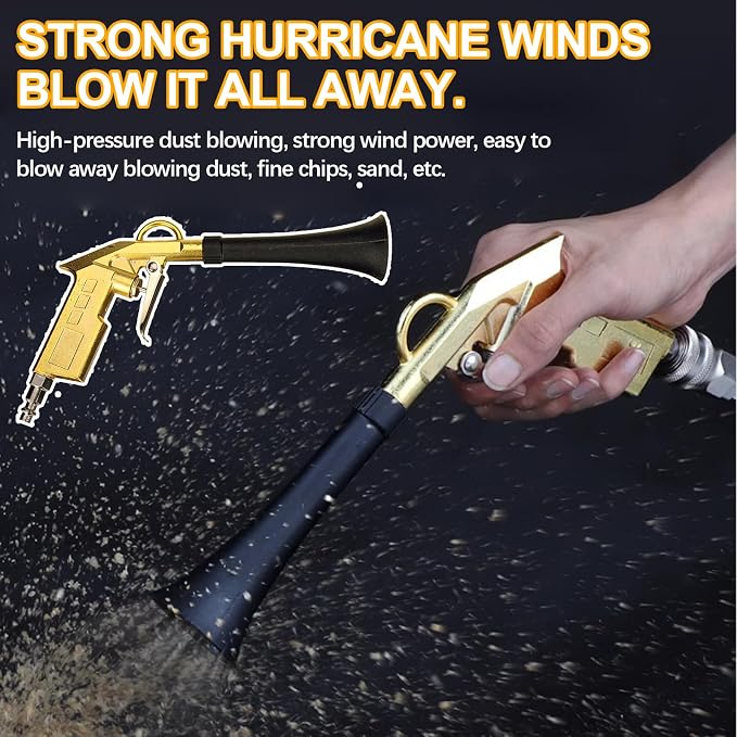 5-Piece Car Detailing Kit Air Blaster Mini Air Gun for Car Detailing, Air Compressor Blower Gun with 2 Pcs Brushes, Aluminum Alloy Dry Cleaning Gun with Detail Tool Attachments, for Car Detailing