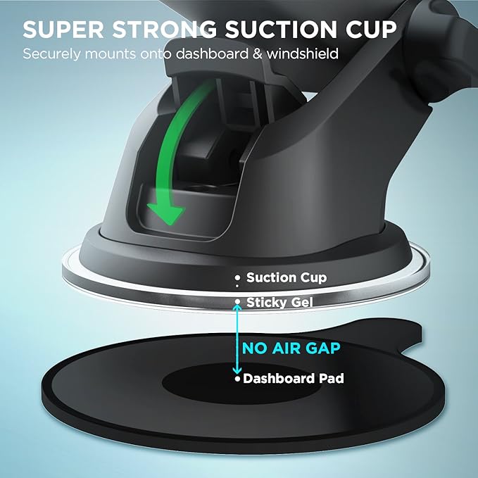 Easy One Touch Classic Dash & Windshield Universal Car Mount Phone Holder Desk Stand for iPhone, Samsung, LG, Moto and other Smartphones