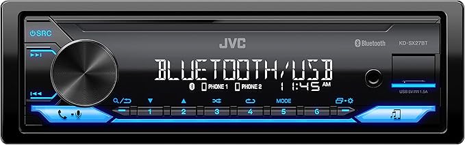 KD-SX27BT Car Stereo with Bluetooth, 100W Digital Media Receiver, 1.5A USB, Single DIN Head Unit with AM/FM Radio & AUX-in, iOS/Android Remote App, 13-Band EQ, Dual Phone Connection