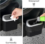 Car Trash Can with Lid, Mini Vehicle Trash Bin Car Dustbin Garbage Organizer Holder with Trash Bag, 2 Pack Small Hanging Leakproof Cars Storage Bag Container for Auto, SUV, Office (Silver)