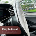 1 PC Car Steering Wheel Sun Shade, 16.93" Aluminum Foil Material Car Driving Handle Cover, Thickened Slip-on Steering Wheel Sunshade Protector, Universal for Most Cars SUVs Trucks (Silver)