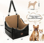 Dog Car Seats for Small Medium Dogs Under 35lbs, Waterproof PU Leather Dog Booster Seat with Detachable Cover, Thickened Memory Foam Pet Car Seat with Safety Belt and Storage Pockets