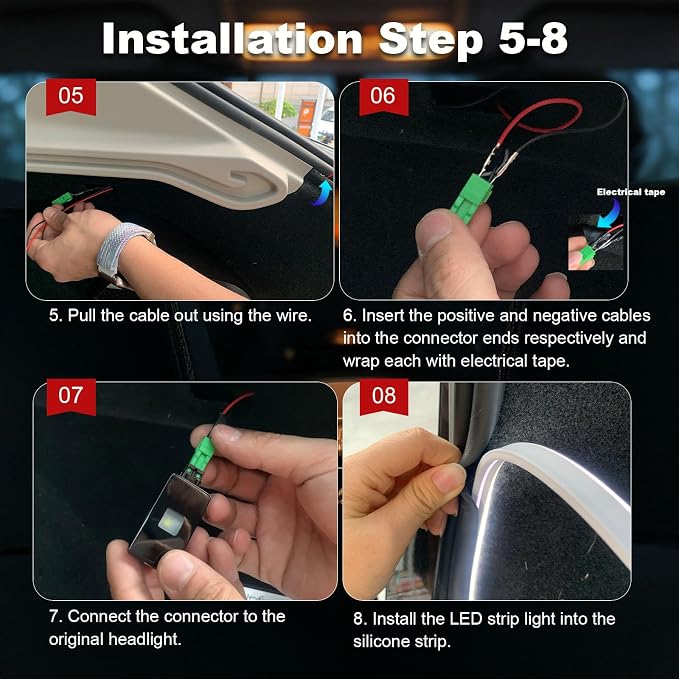 Car LED Strip Lights, 4m/13.12ft Waterproof Car Trunk Light Strip, White Color 6000k, Flexible Cutting Silicone, Auto On/Off, Low Voltage 12V LED Strip Lights for Cars