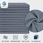 GLIMGLINT Grey Microfiber Cleaning Cloth,12PK Reusable Cleaning Rags, Highly Absorbent Shop Rags Bulk, All-Purpose Car Cleaning Towels for TV Screen, Kitchen, Bathroom, Restaurant Garage, 14"X12"