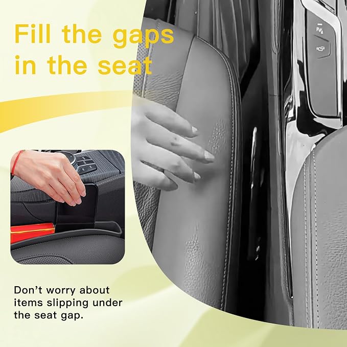 2PCS New Car Seat Gap Stopper with 2 Storage Areas，Car Seat Gap Storage Organizer for Phone Keys Wallet，Universal Car Seat Gap Filler Interior Accessories (Red)