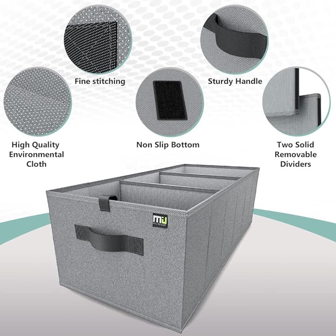 Trunk Organizer for Car, Car Organizer, Sturdy Trunk Organizer for SUV, Non-Slip Bottom, Storage Organizer for Sedans, Van, Jeep, Grocery, Large 3 Compartments, Blue 32"×13"×10.6"