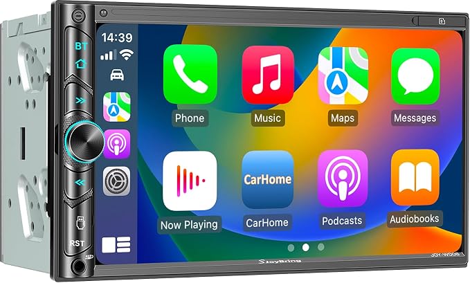 Double Din Car Stereo - Wireless Apple CarPlay & Android Auto, 240W 4.2CHN, 7" Touchscreen, SWC, Bluetooth, FM/AM Car Radio, 2 Subwoofers Outputs, Backup Camera