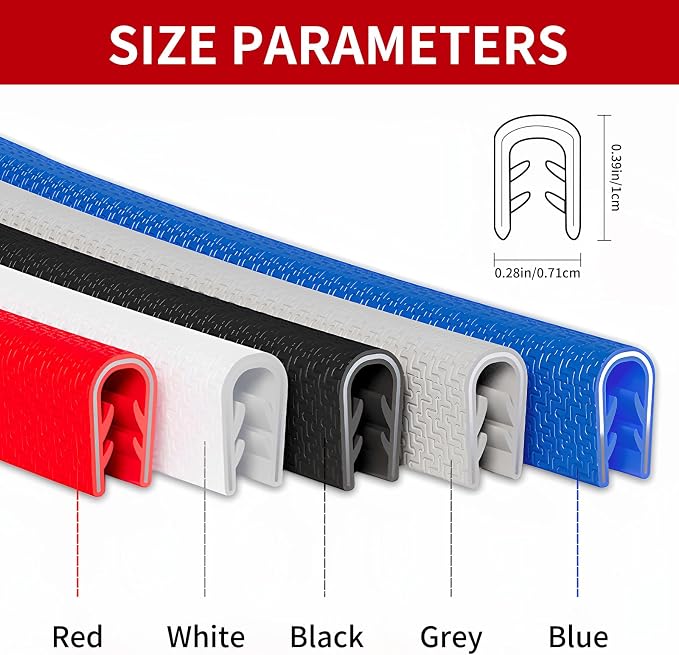 Car Door Edge Guards, 16Ft Rubber Seal Car Door Edge Trim, U Shape Door Edge Protector Guard, Aluminum Weather Proofing Automotive Door Edge Molding Protection for Most Car (Red, 16Ft)