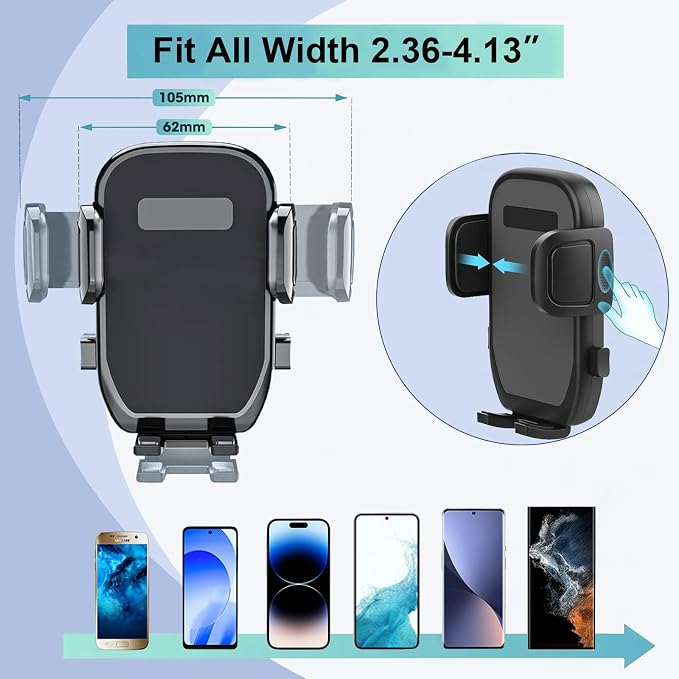 2-in1 Car Cup Phone Holder, 360°Rotation Cup Holder Expander with Phone Mount, Cup Phone Holder for Car Fits All 4-7" iPhone Galaxy Smartphones, Cup Holder Insert for 10-46 OZ Bottles