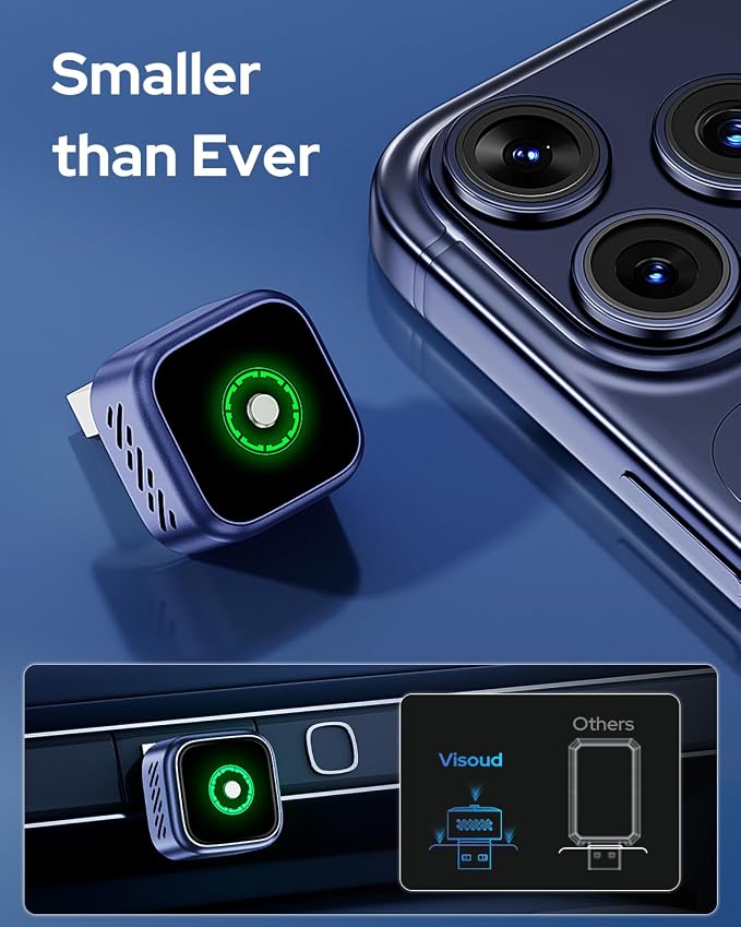 2-in-1 Wireless CarPlay & Android Auto Adapter, One-Click Switch for Apple iPhone and Android, Converts Wired to Wireless, Plug and Play for USB/USB-C, Compatible with 1000+ Vehicles