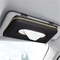 Car Tissue Box, Leather Auto Sun Visor Napkin Case Tissue Case Holder with Zipper, Sunvisor Paper Towel Storage Box Napkin Organizer for Most Vehicles, Car Accessories (Black)