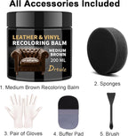 Leather Recoloring Balm, Leather Color Restorer Conditioner, Leather Restorer for Couches Paint, Leather Scratch Remover, Scratch Leather Faded Repair Kits for Vinyl Furniture (Medium Brown, 200ML)