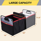 Car Trunk Organizer, Collapsible Auto Trunk Organizer Storage, Portable Grocery Cargo Container with Two Large Compartments for SUV, Vehicle, Truck, Home and Office