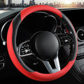 Car Steering Wheel Cover, Leather Steering Wheel Cover,Universal 15 inch Anti-Slip Comfortable Steering Wheel Covers Men Women (Red)