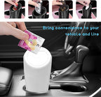 Car Trash Can Bin with Lid, Leakproof Auto Cup Holder Garbage Bin Multipurpose Storage Organizer, Mini Portable Dustbin Side Door Garbage Can for Vehicle Home Office (White)