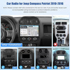 5Ghz WiFi [4G+128G] Android 15 Car Radio for Jeep Compass Patriot 2010-2016 Car Stereo with Wireless Carplay/Android Auto, 10 Inch HD Touchscreen with GPS Bluetooth FM/RDS EQ SWC Backup Camera MIC