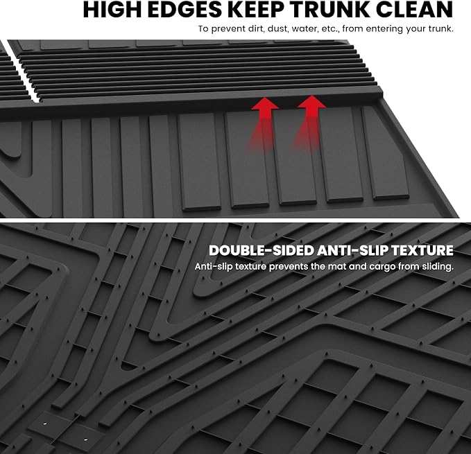 Cargo Mat with Backrest Mat for Honda Pilot 2023 2024 2025 2026, Split & One-piece Foldable Seating TPE Custom Fit Trunk Mat Cargo Liner with Seatback Mat Accessories, Black