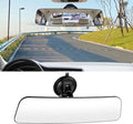 Auto Inside Rearview Mirror with Suction Cup, 12 inch HD Wide Angle Extended Curved Mirror, 360 Degrees Adjustable Wide Viewing Car Accessories Universal for Cars Trucks Boat