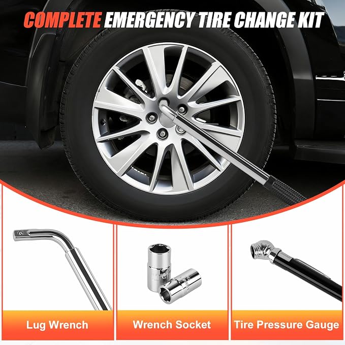 2 Ton Scissor Jack, Upgrade 4409 Lbs Car Jack Kit with 2 Rubber Pads, 10PCS Small Portable Car Jack Emergency Kit with Ratchet Wrench, Tire Repair Changing Kit for Vehicles SUV Sedan MPV UTV