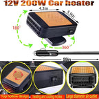 Portable Car Heaters for Vehicle,200W Fast Heating Car Defroster Defogger 12V Car Heater that Plugs into Cigarette Lighter, 360° Rotatable 2 in 1 Heating & Cooling (Orange)