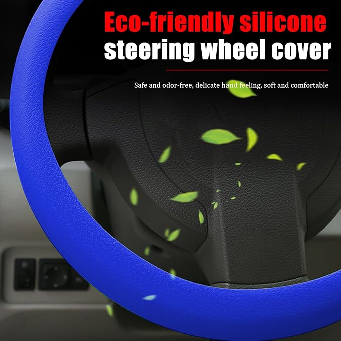JDDRY Car Steering Wheel Cover,Silicone Steering Wheel Protector,Universal Fit Automotive Steering Wheel Cover, Steering Wheel Protective Cover(Royal Blue,1PC)