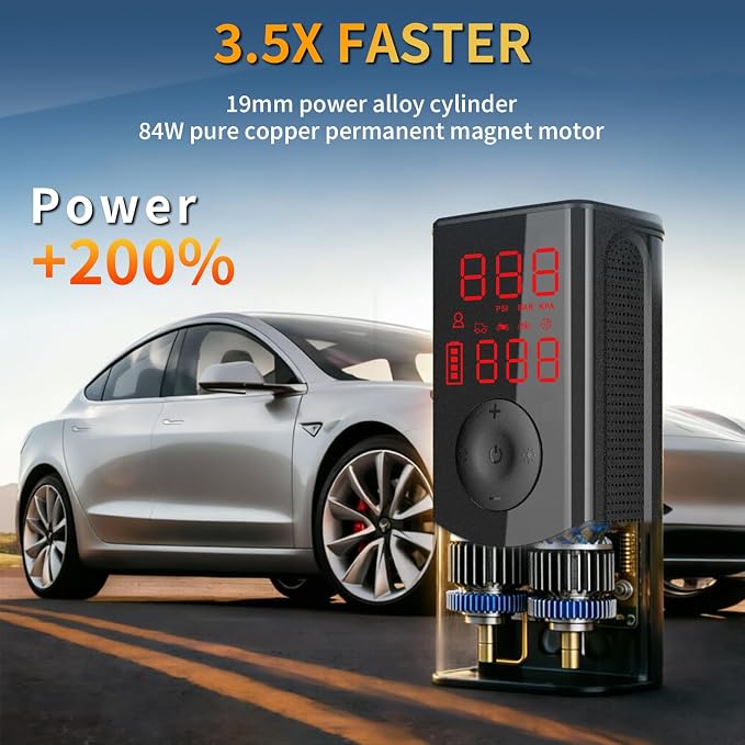 Tire Inflator Portable Air Compressor, Brighter LED Light & Auto-Shut Off, Dual Power 9000mAh Faster Tire Inflator, 150PSI Cordless Air Pump,for Car Tires, Motorcycle, Bicycle, Ball