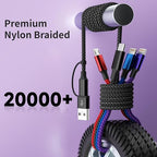 Travel 4 in 2 Multi Charging Cable with Dual IP, Tinned Copper Multi Phone Chargers for All Devices with IP/IP/Type C/Micro Port, Compatible with Most Cell Phones/Tablets and More (1Pack, 5FT)