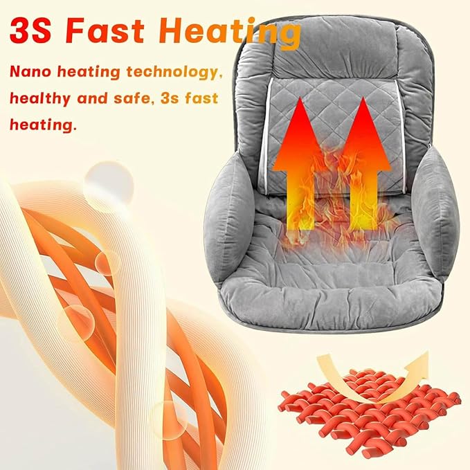 Office Heated Seat Cushion for Desk Chair,Upgraded Lumbar Support Seat for Cushions for Dorm Desk Chair with Back, USB Interface, 3-Speed Temperature Control (Blue)