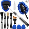 Windshield Cleaner Tool, 12Pcs Car Cleaning Kit, 23-inch Extendable Handle with 4 Microfiber Pads, Car Interior Detailing Brushes, All-in-One Inside Car Cleaning for Auto Detailing