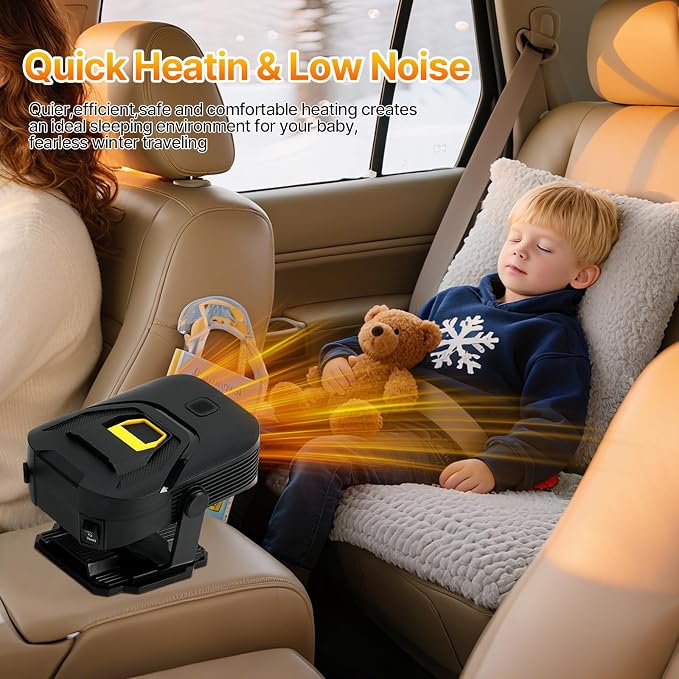Car Heater,Upgraded 12V Portable Car Heater & Defroster – Fast Heating & Cooling Fan,with 360° Swivel Base Plug-in Auto Heater for Windshield & Interior – Great for sedans,SUVs,trucks,and RVs