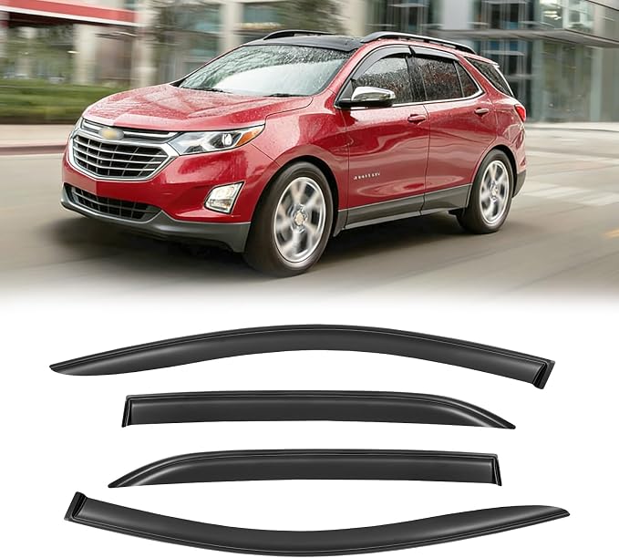 Window Visors for Chevy Chevrolet Equinox 2018-2024, Rain Guards Shields Vent Deflector Shade Dark Smoke 2019 2020 2021 2022 2023, Tape-On, 4PCS