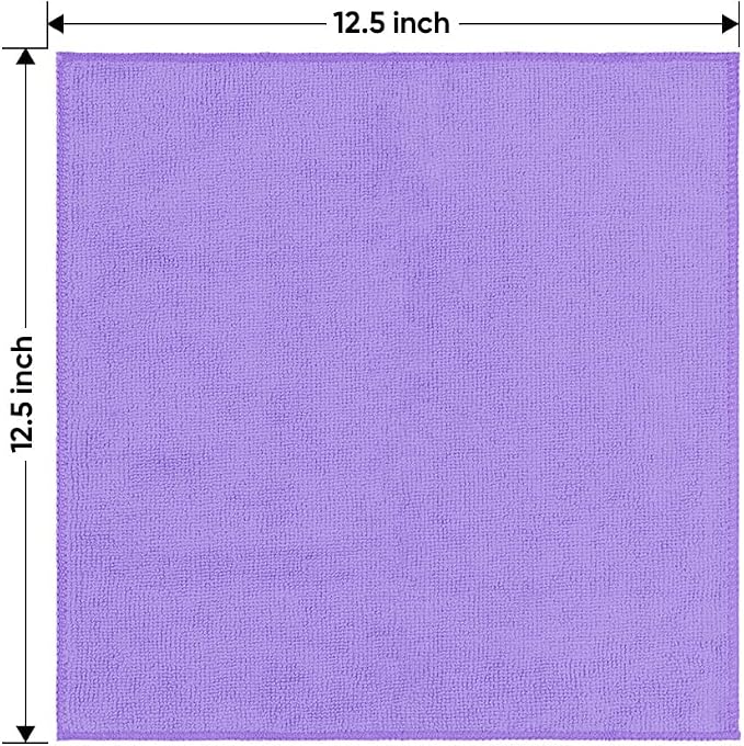 Purple Microfiber Cleaning Cloth 12 Pack 12.5 x 12.5 Inch Microfiber Towels for Cars Ultra Absorbent Cleaning Rags Lint Free Cleaning Towels for Household Kitchen, Window Car