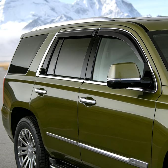Window Visors Rain Guards for Chevy Tahoe 2015 2016 2017 2018 2019 2020, Outside Mount Window Vent Wind Deflectors Visors Shades for Fresh Air Circulation, Smoke Tinted, 4PCS