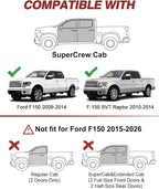 Window Rain Guards Fit for 2009-2014 Ford F150 SuperCrew Cab, Outside-Mount Extra Durable Window Visors Wind Deflector for 2010-2014 F-150 SVT Raptor Full-Size Cab