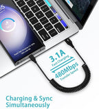 USB to USB C Cable iPhone 17e Coiled 3FT Car Charger Cord for iPhone 16e/16/16 Pro/16 Pro Max/Plus/17/Air/17 Pro/17 Pro Max, Retractable Auto Type C Fast Charging for Samsung Galaxy A17 S26,Pixel 10