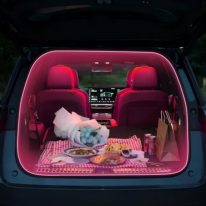 Car LED Strip Lights - Trunk Cargo Ambient Lighting, Pink 10000K, 118.11 inches Flexible Cuttable LED Light Strip, Easy Install, Waterproof, Universal Fit for Car Trunks, SUVs, and Vans